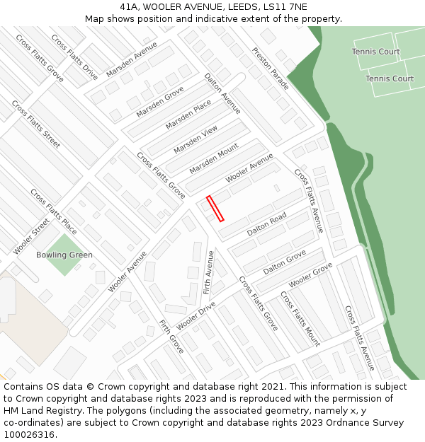41A, WOOLER AVENUE, LEEDS, LS11 7NE: Location map and indicative extent of plot