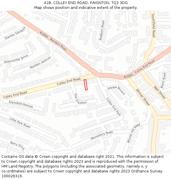 41B, COLLEY END ROAD, PAIGNTON, TQ3 3DG: Location map and indicative extent of plot