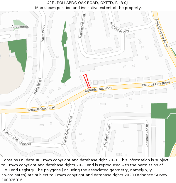 41B, POLLARDS OAK ROAD, OXTED, RH8 0JL: Location map and indicative extent of plot