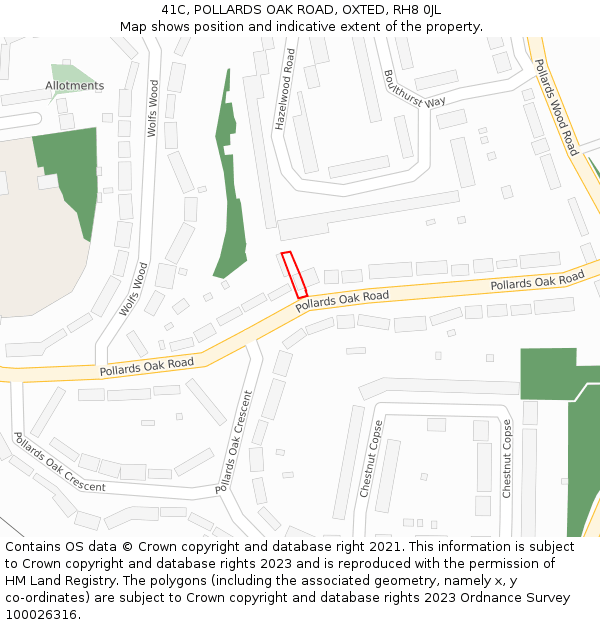 41C, POLLARDS OAK ROAD, OXTED, RH8 0JL: Location map and indicative extent of plot
