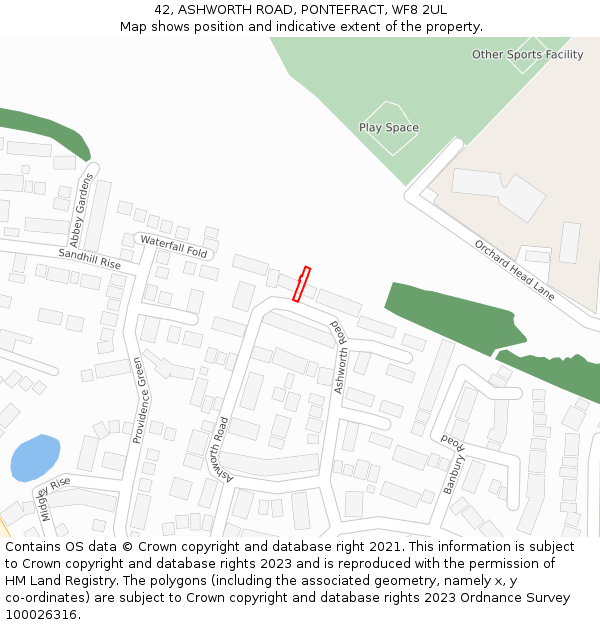 42, ASHWORTH ROAD, PONTEFRACT, WF8 2UL: Location map and indicative extent of plot