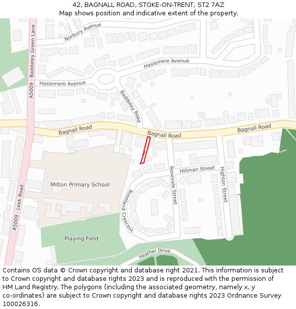 42, BAGNALL ROAD, STOKE-ON-TRENT, ST2 7AZ: Location map and indicative extent of plot