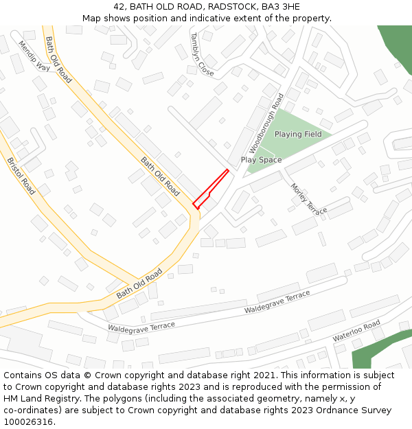42, BATH OLD ROAD, RADSTOCK, BA3 3HE: Location map and indicative extent of plot