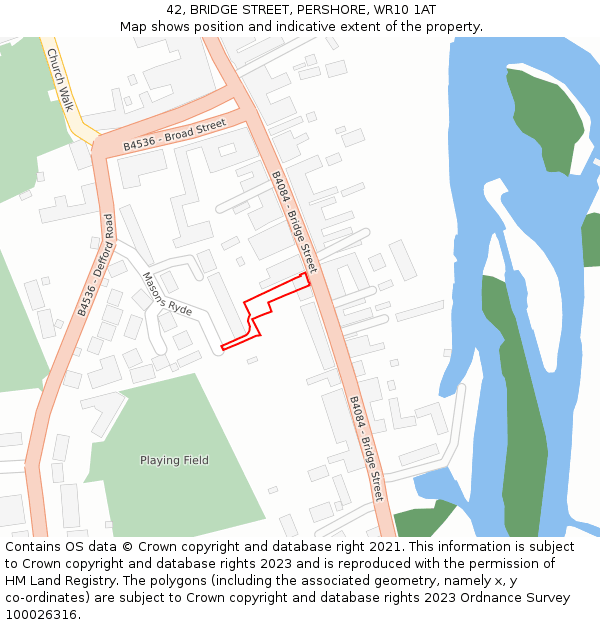 42, BRIDGE STREET, PERSHORE, WR10 1AT: Location map and indicative extent of plot