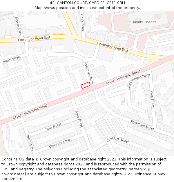42, CANTON COURT, CARDIFF, CF11 9BH: Location map and indicative extent of plot