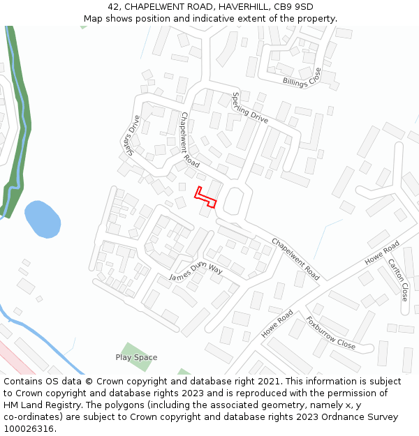 42, CHAPELWENT ROAD, HAVERHILL, CB9 9SD: Location map and indicative extent of plot