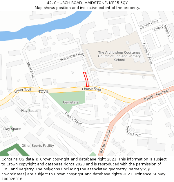 42, CHURCH ROAD, MAIDSTONE, ME15 6QY: Location map and indicative extent of plot