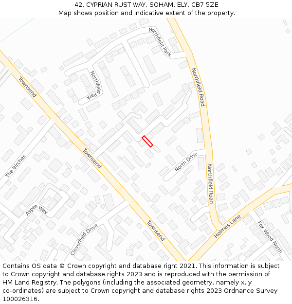 42, CYPRIAN RUST WAY, SOHAM, ELY, CB7 5ZE: Location map and indicative extent of plot