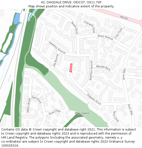 42, DAGDALE DRIVE, DIDCOT, OX11 7XP: Location map and indicative extent of plot