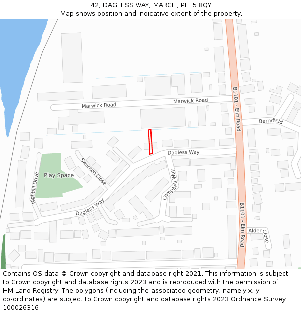 42, DAGLESS WAY, MARCH, PE15 8QY: Location map and indicative extent of plot
