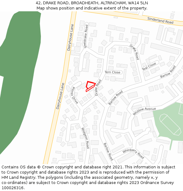 42, DRAKE ROAD, BROADHEATH, ALTRINCHAM, WA14 5LN: Location map and indicative extent of plot