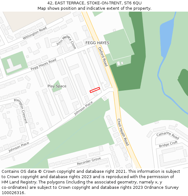 42, EAST TERRACE, STOKE-ON-TRENT, ST6 6QU: Location map and indicative extent of plot