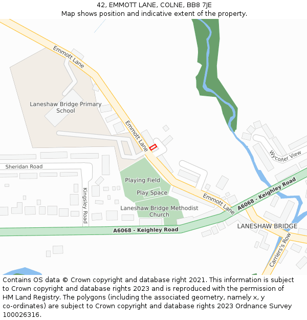 42, EMMOTT LANE, COLNE, BB8 7JE: Location map and indicative extent of plot