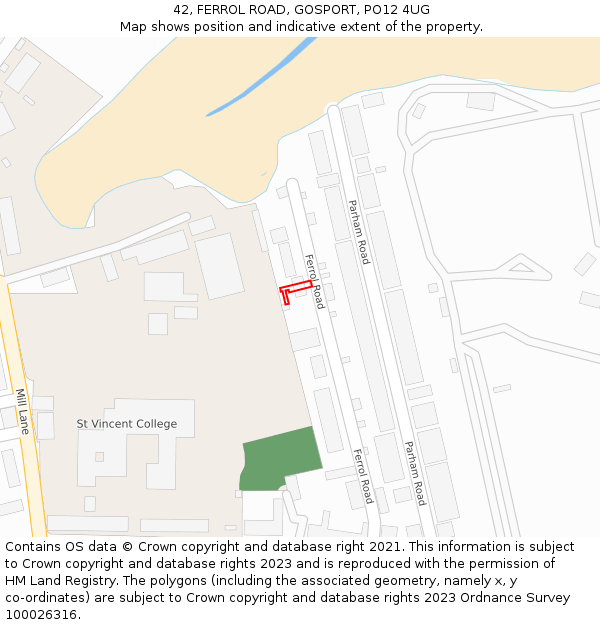 42, FERROL ROAD, GOSPORT, PO12 4UG: Location map and indicative extent of plot