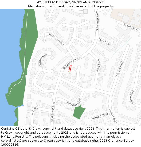 42, FREELANDS ROAD, SNODLAND, ME6 5RE: Location map and indicative extent of plot