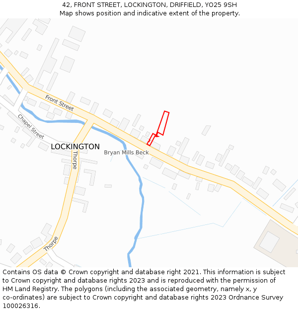 42, FRONT STREET, LOCKINGTON, DRIFFIELD, YO25 9SH: Location map and indicative extent of plot