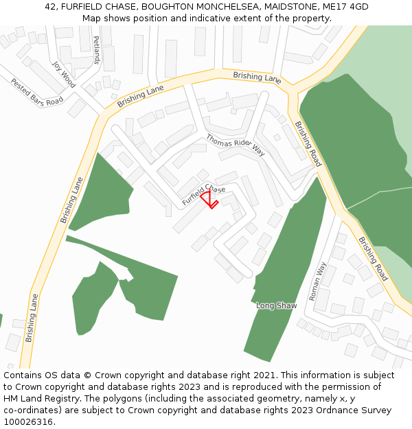 42, FURFIELD CHASE, BOUGHTON MONCHELSEA, MAIDSTONE, ME17 4GD: Location map and indicative extent of plot