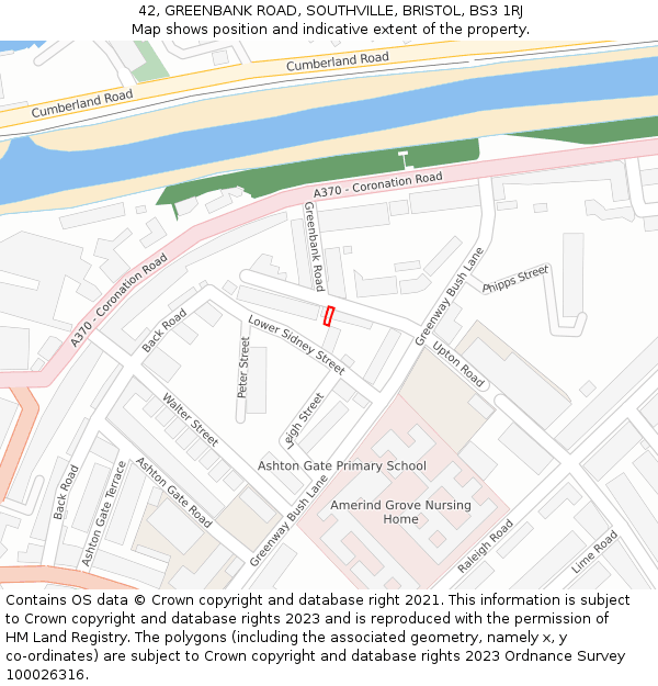 42, GREENBANK ROAD, SOUTHVILLE, BRISTOL, BS3 1RJ: Location map and indicative extent of plot