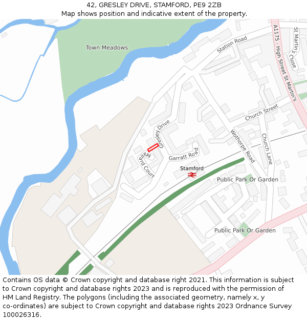 42, GRESLEY DRIVE, STAMFORD, PE9 2ZB: Location map and indicative extent of plot