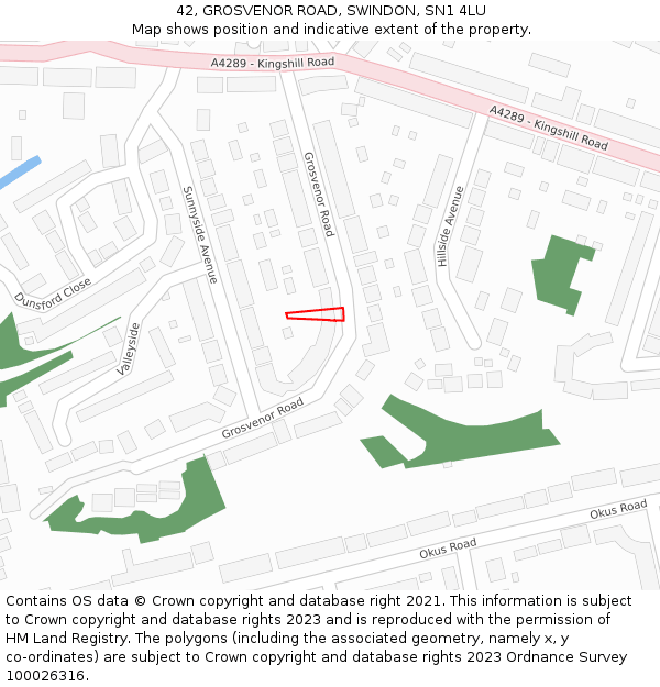 42, GROSVENOR ROAD, SWINDON, SN1 4LU: Location map and indicative extent of plot