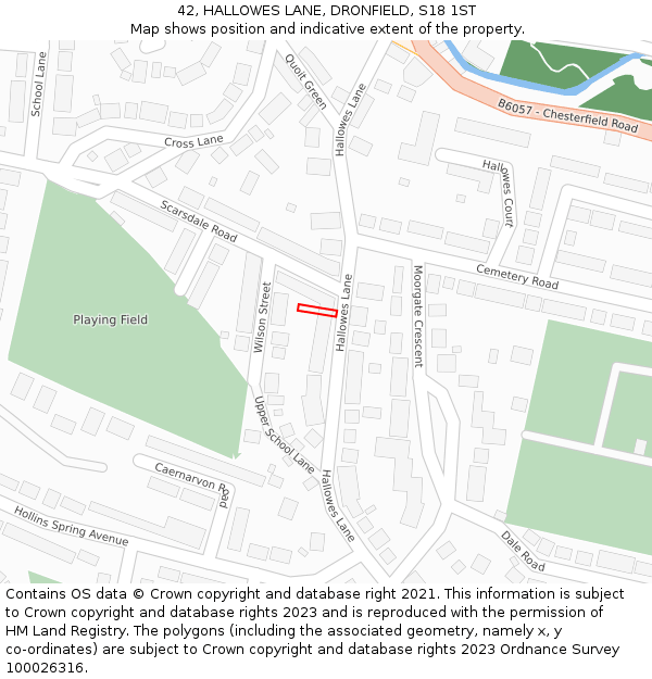 42, HALLOWES LANE, DRONFIELD, S18 1ST: Location map and indicative extent of plot