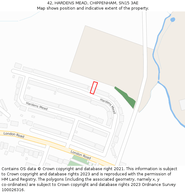 42, HARDENS MEAD, CHIPPENHAM, SN15 3AE: Location map and indicative extent of plot