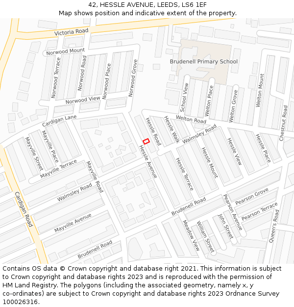 42, HESSLE AVENUE, LEEDS, LS6 1EF: Location map and indicative extent of plot