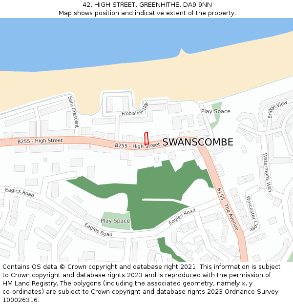 42, HIGH STREET, GREENHITHE, DA9 9NN: Location map and indicative extent of plot