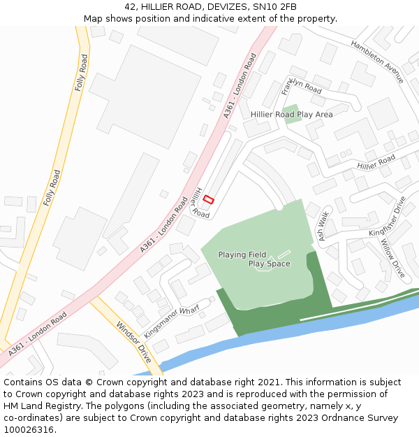 42, HILLIER ROAD, DEVIZES, SN10 2FB: Location map and indicative extent of plot