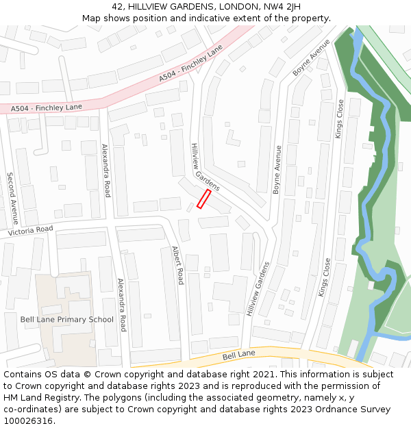 42, HILLVIEW GARDENS, LONDON, NW4 2JH: Location map and indicative extent of plot