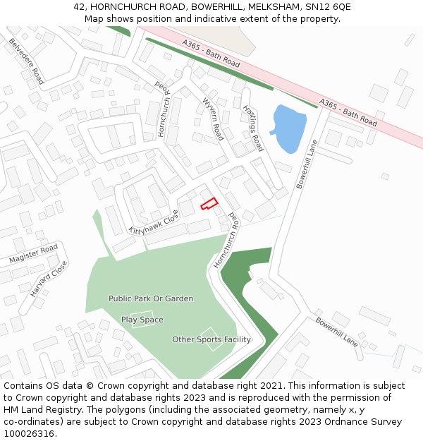 42, HORNCHURCH ROAD, BOWERHILL, MELKSHAM, SN12 6QE: Location map and indicative extent of plot