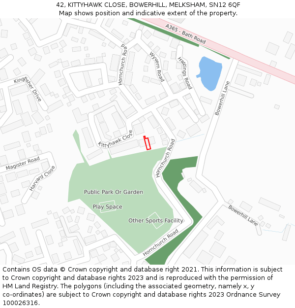 42, KITTYHAWK CLOSE, BOWERHILL, MELKSHAM, SN12 6QF: Location map and indicative extent of plot