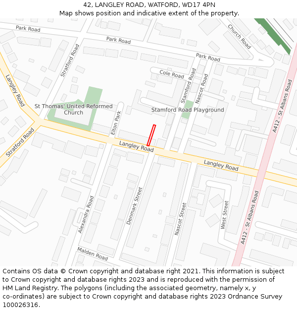 42, LANGLEY ROAD, WATFORD, WD17 4PN: Location map and indicative extent of plot