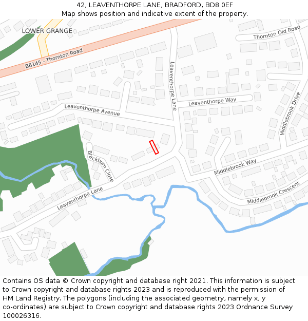 42, LEAVENTHORPE LANE, BRADFORD, BD8 0EF: Location map and indicative extent of plot