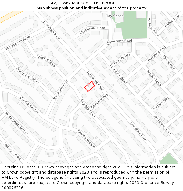 42, LEWISHAM ROAD, LIVERPOOL, L11 1EF: Location map and indicative extent of plot
