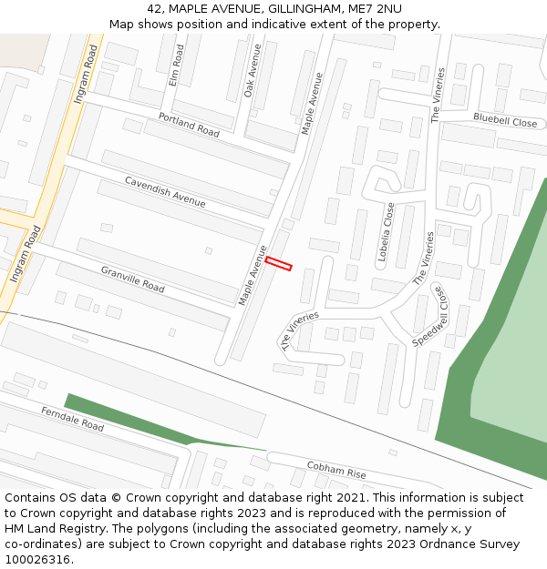 42, MAPLE AVENUE, GILLINGHAM, ME7 2NU: Location map and indicative extent of plot