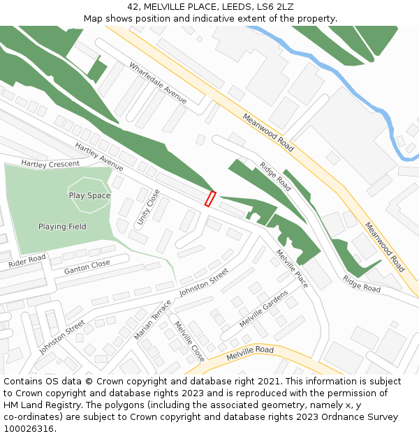 42, MELVILLE PLACE, LEEDS, LS6 2LZ: Location map and indicative extent of plot