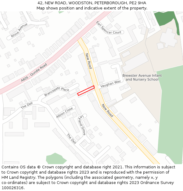 42, NEW ROAD, WOODSTON, PETERBOROUGH, PE2 9HA: Location map and indicative extent of plot