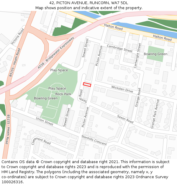 42, PICTON AVENUE, RUNCORN, WA7 5DL: Location map and indicative extent of plot