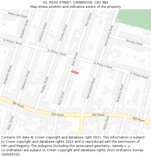 42, ROSS STREET, CAMBRIDGE, CB1 3BX: Location map and indicative extent of plot