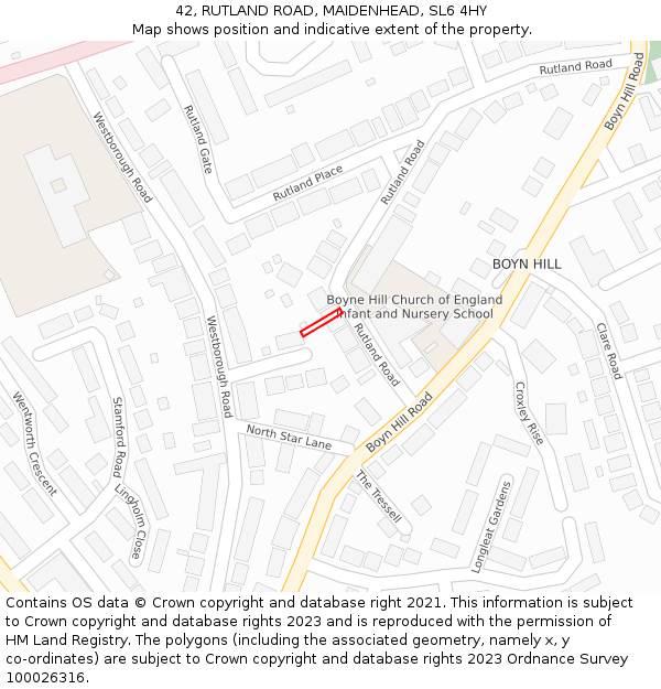 42, RUTLAND ROAD, MAIDENHEAD, SL6 4HY: Location map and indicative extent of plot