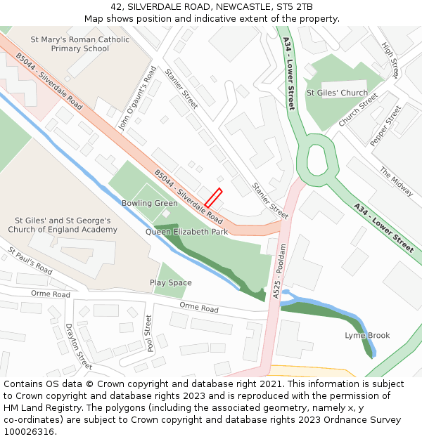 42, SILVERDALE ROAD, NEWCASTLE, ST5 2TB: Location map and indicative extent of plot