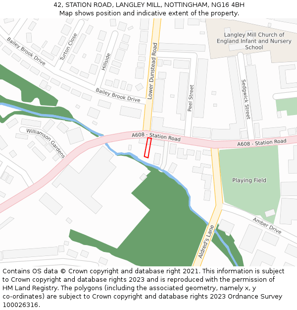 42, STATION ROAD, LANGLEY MILL, NOTTINGHAM, NG16 4BH: Location map and indicative extent of plot