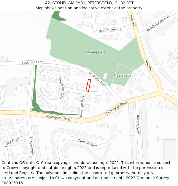 42, STONEHAM PARK, PETERSFIELD, GU32 3BT: Location map and indicative extent of plot