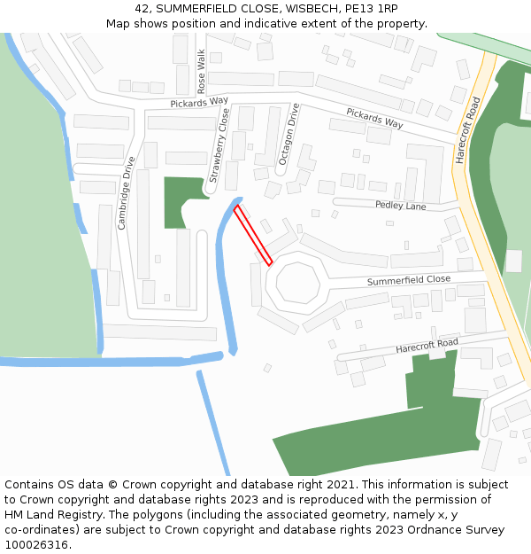 42, SUMMERFIELD CLOSE, WISBECH, PE13 1RP: Location map and indicative extent of plot