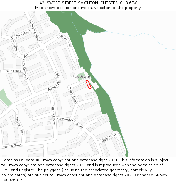 42, SWORD STREET, SAIGHTON, CHESTER, CH3 6FW: Location map and indicative extent of plot