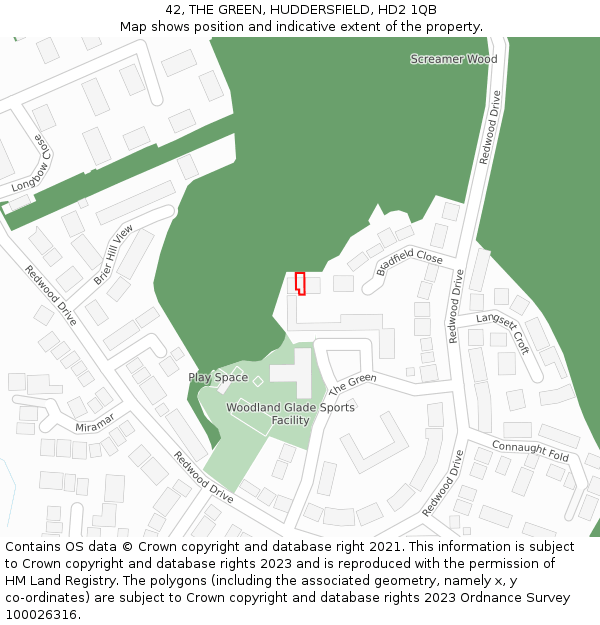 42, THE GREEN, HUDDERSFIELD, HD2 1QB: Location map and indicative extent of plot