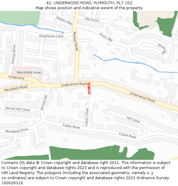 42, UNDERWOOD ROAD, PLYMOUTH, PL7 1SZ: Location map and indicative extent of plot