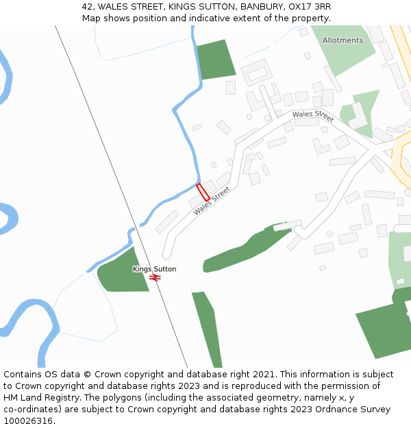 42, WALES STREET, KINGS SUTTON, BANBURY, OX17 3RR: Location map and indicative extent of plot