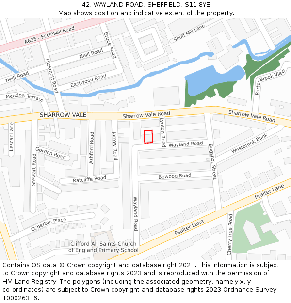 42, WAYLAND ROAD, SHEFFIELD, S11 8YE: Location map and indicative extent of plot